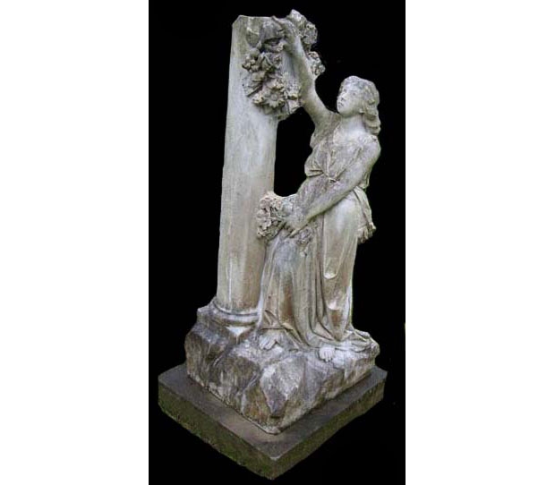 18th to 19th Century Italian Finely Carved Carrera Marble Woman Standing with a Column
