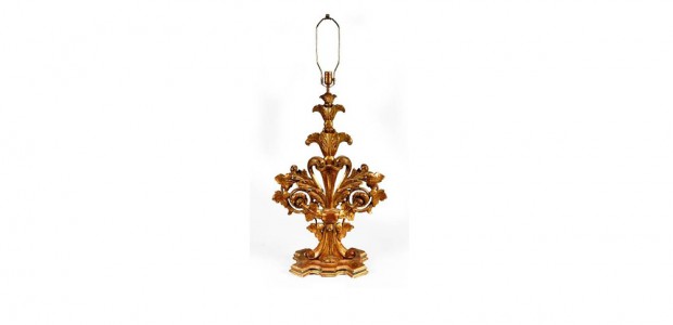 19th Century Italian Baroque-Style Carved Giltwood Lamp