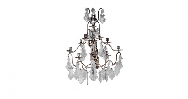 19th Century Louis XV-Style Silver-Plated and Cut-Crystal 10-Light Figural Sconces