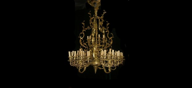 Large Louis XV Style Bronze Fifty Three Light Chandelier
