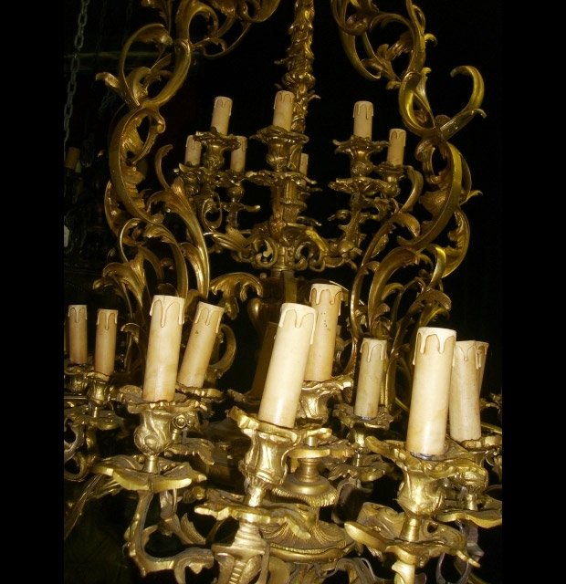 Large Louis XV Style Bronze Fifty Three Light Chandelier