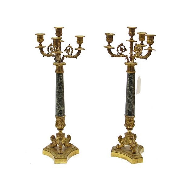 Pair-of-Charles-X-style-gilt-bronze-and-marble-four-light-candelabra-1