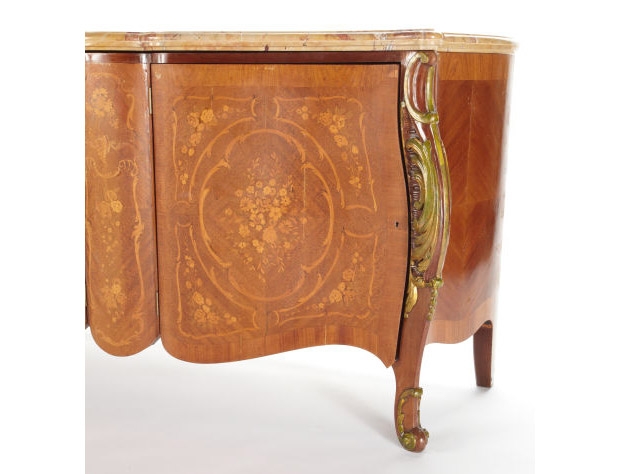 Rococo Style Marquetry Two Door Cabinet With Marble Top