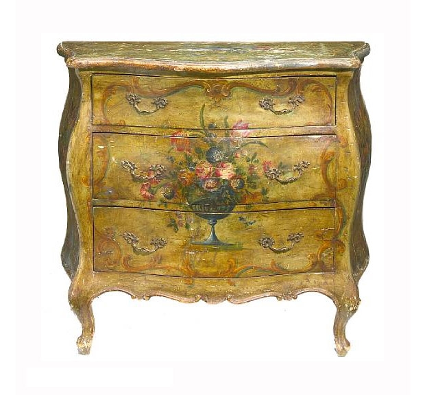 Venetian Style Paint Decorated Chest of Three Drawers