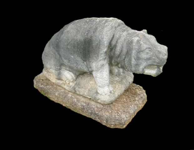 Pair 19th Century Italian Carved Stone Hippos