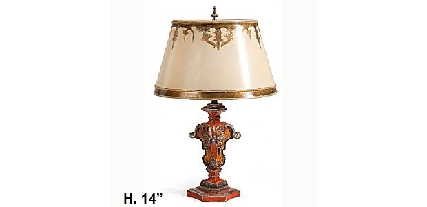 Italian Baroque Style Parcel Gilt and Polychromed Lamp