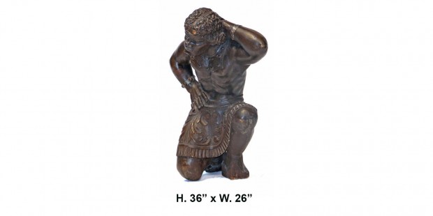 19 Century Italian Carved Walnut Kneeling Blackamoor Figure