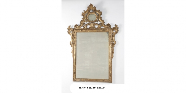 19c. Italian Rococo style giltwood wall mirror