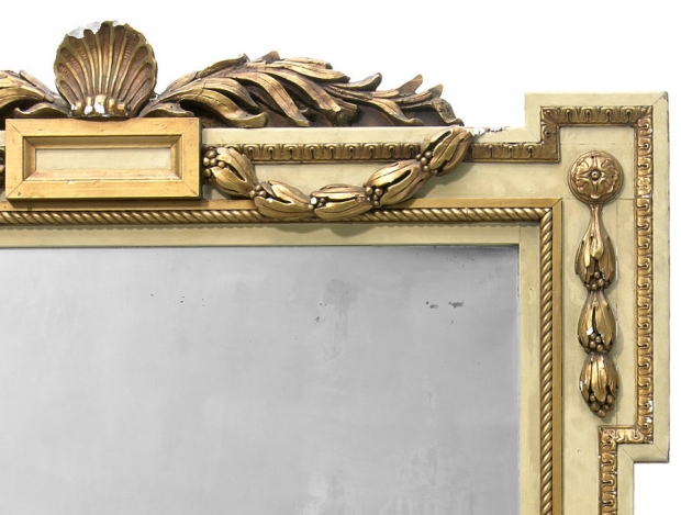 Pr. Italian 19c.Neoclassical style parcel gilt painted mirrors (1)