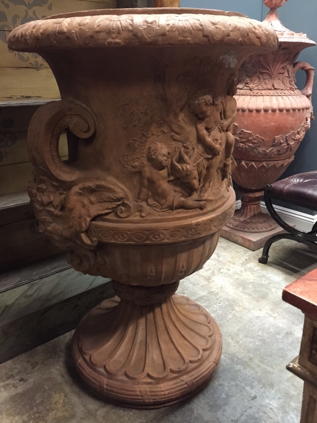 Important French Neoclassical style large terracotta garden urn (5)