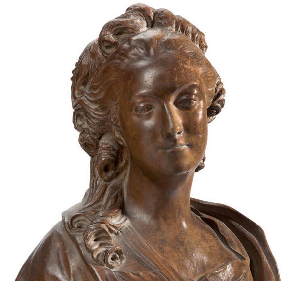 late 19c. early 20c. French tinted terracotta bust of Madame du Barry (3)