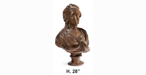 late 19c. early 20c. French tinted terracotta bust of Madame du Barry