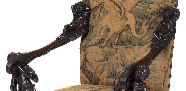 19c Italian Baroque style carved walnut figural armchair (4)