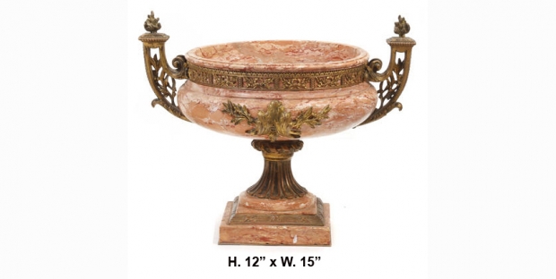 19c Italian neo classical style gilted bronze marble urn
