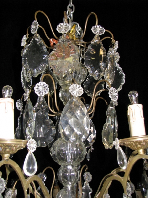 CH03  Antique French Louis XV style cut crystal 2 tier 10 light bronze chandelier (1)
