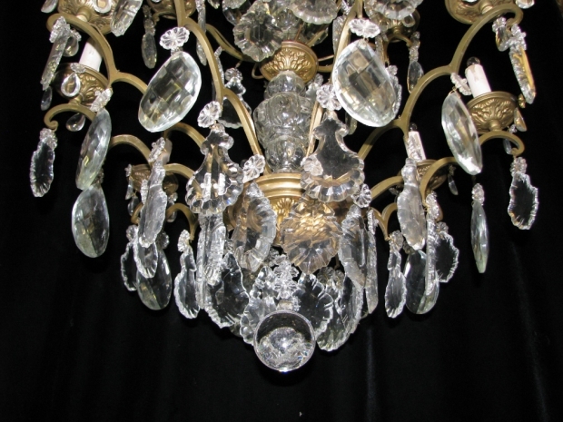 CH03  Antique French Louis XV style cut crystal 2 tier 10 light bronze chandelier (3)