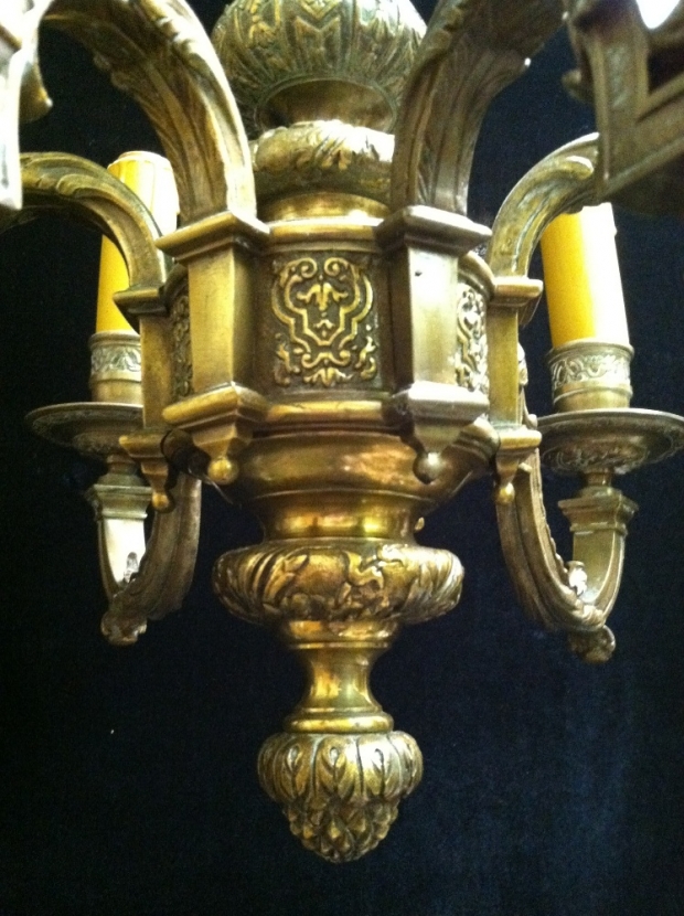 CH08 19c French Regence style gilt bronze 6 light chandelier (1)
