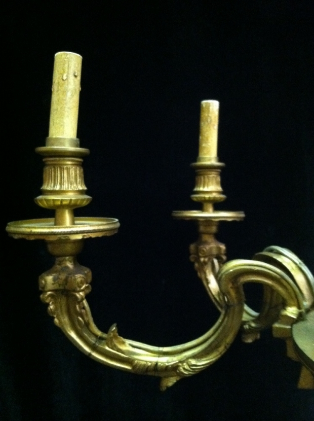 CH12  Antique French gilt bronze 6 chandelier with swags (4)