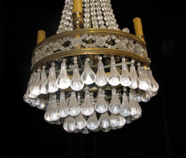 CH20  Antique Louis XVI style cut crystal basket design 9 light chandelier (1)
