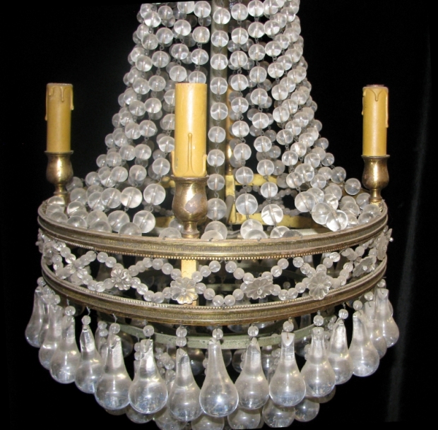 CH20  Antique Louis XVI style cut crystal basket design 9 light chandelier (4)