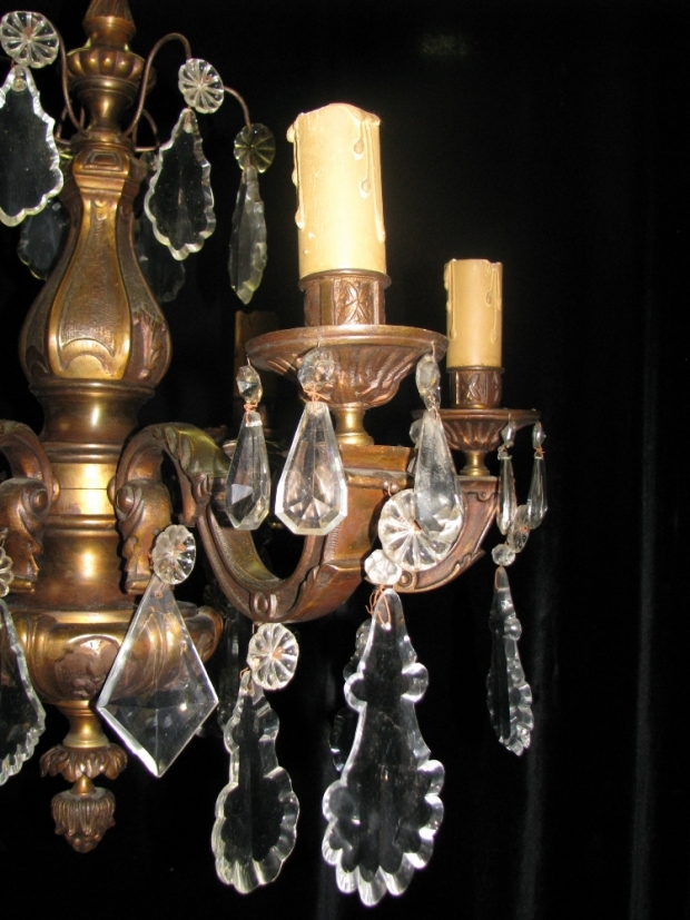 CH30 Antique French Regence style bronze 6 light chandelier (1)