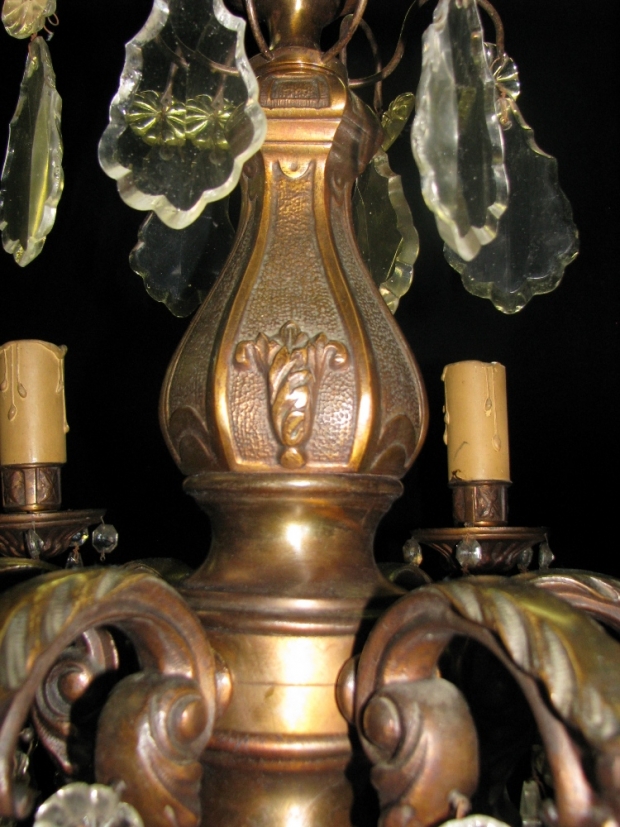 CH30 Antique French Regence style bronze 6 light chandelier (2)