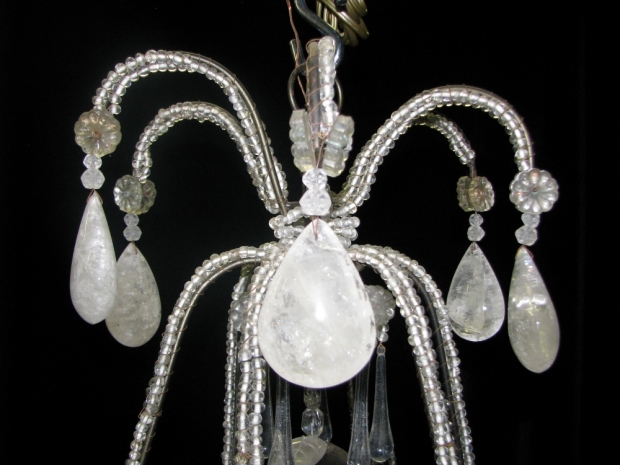 CH32  Small Venetian crystal beaded 6 light chandelier Mid20C (4)