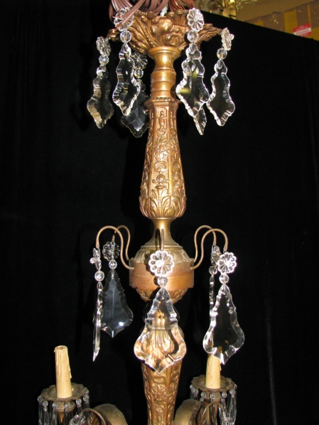 CH83  19c Regence style gilt bronze and cut crystal 6 light chandelier (1)