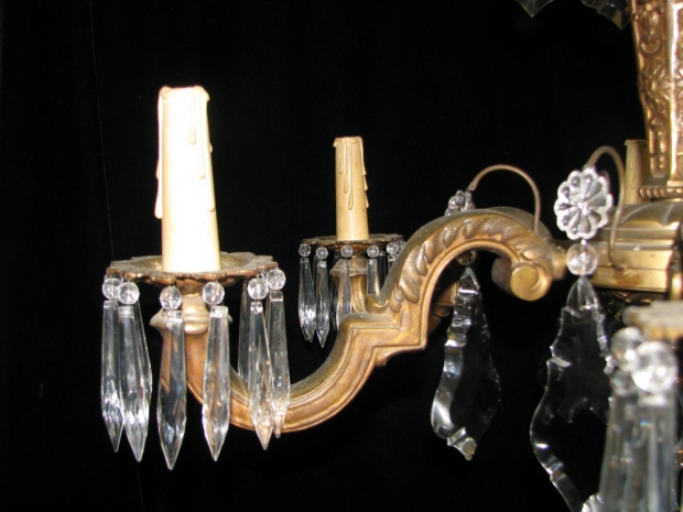 CH83  19c Regence style gilt bronze and cut crystal 6 light chandelier (3)
