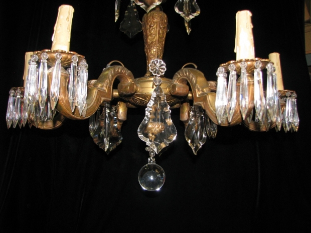 CH83  19c Regence style gilt bronze and cut crystal 6 light chandelier (4)