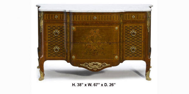 Impressive 19c French transitional inlaid commode