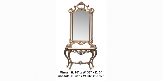 Italian Rococo style carved giltwood console and mirror E20C