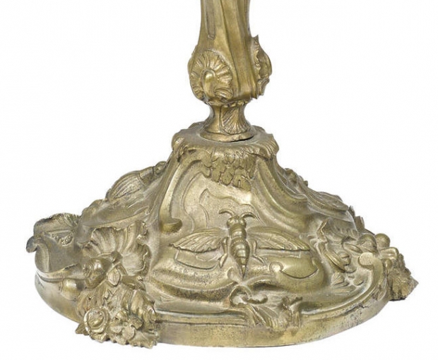 Pair 19c Louis XV style gilt bronze candlesticks  z (1)