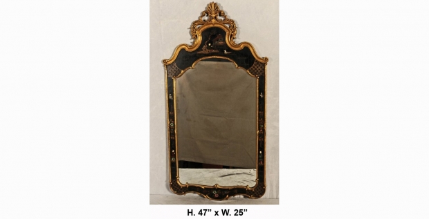 Small French Chinoisere decorated wall mirror Mid 20C