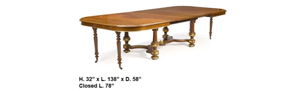 19c Extraordinary French Louis XVI style ormolu mounted mahogany dining table