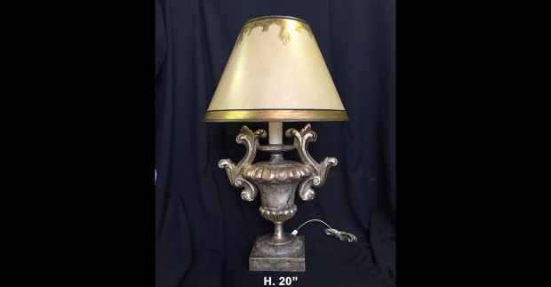 Copy of Italian Baroque style silver gilt urn form table lamp (9)