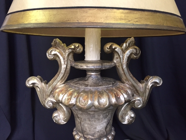 Italian Baroque style silver gilt urn form table lamp (8)