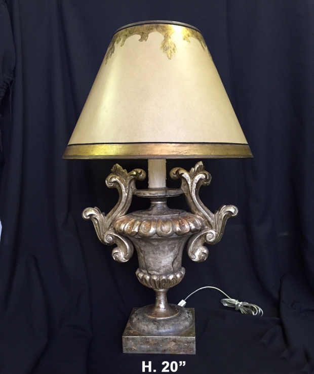 Italian Baroque style silver gilt urn form table lamp (9)