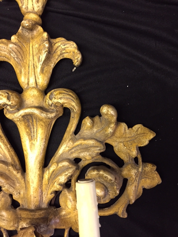 Pr. Italian Baroque Style carved giltwood sconces c.1900 (2)