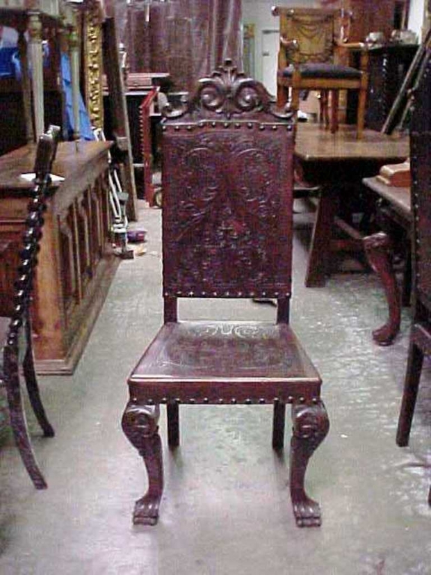 Set -12  Baroque Style Leather Dining Chairs side chair