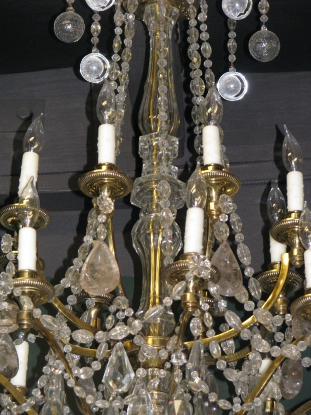 19c French Louis XV style Gilt bronze and cut crystal 12 Light Chandelier with swags (2)