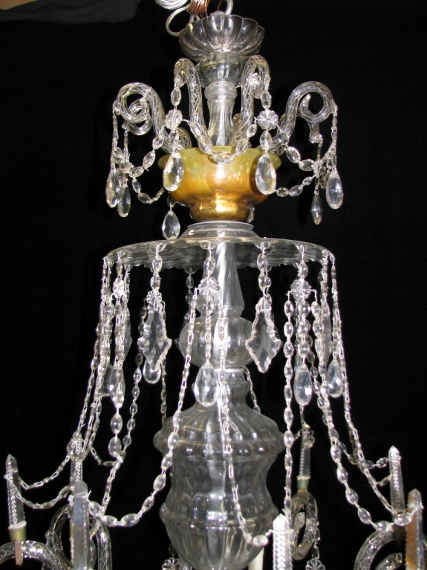 Impressive 19c English George III Style finely cut crystal 8 Light Chandelier (2)