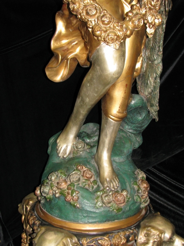 Monumental pair fine gilt and patinated bronze figural torchieres signed and dated (14)