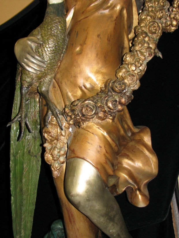 Monumental pair fine gilt and patinated bronze figural torchieres signed and dated (16)