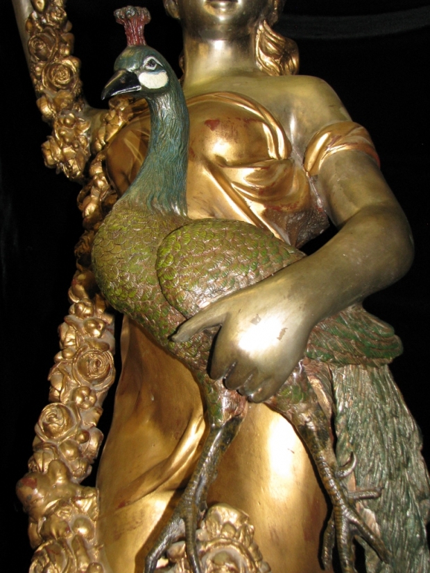Monumental pair fine gilt and patinated bronze figural torchieres signed and dated (20)
