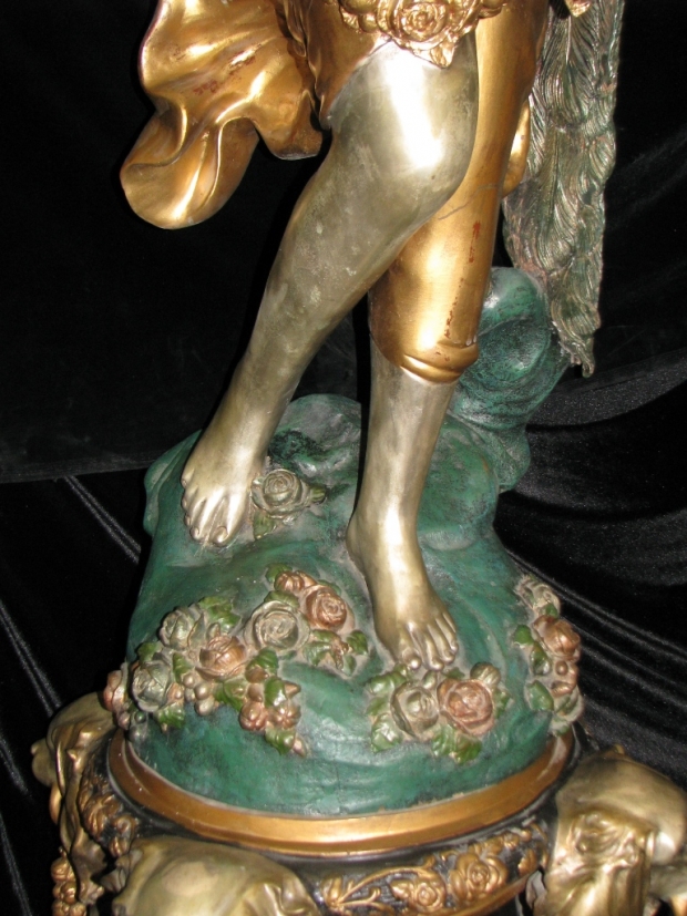 Monumental pair fine gilt and patinated bronze figural torchieres signed and dated (22)