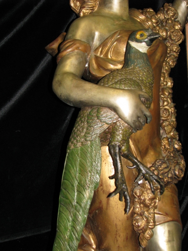 Monumental pair fine gilt and patinated bronze figural torchieres signed and dated (9)