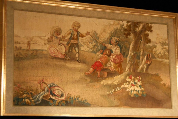 TAP-2301  Fine 19c. French Framed Aubusson Panel of children playing (2)