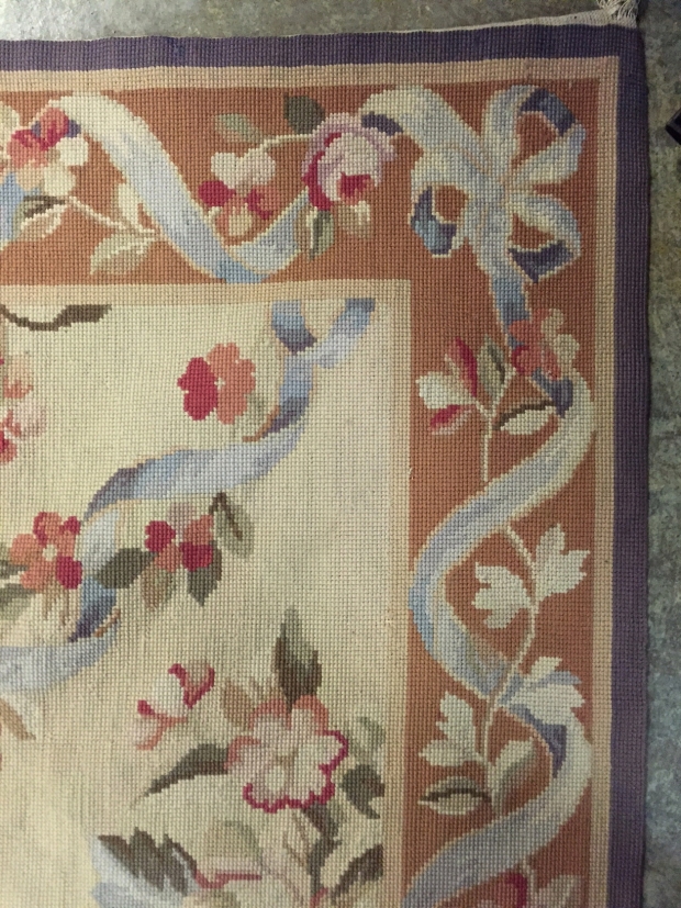 TAP-2820  Second half 20C Large French needlepoint floral motif rug (3)