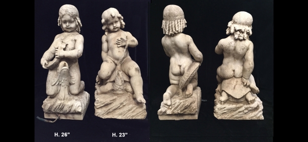 Copy of Exceptional Italian L18E19c hand carved marble seated boys fountains